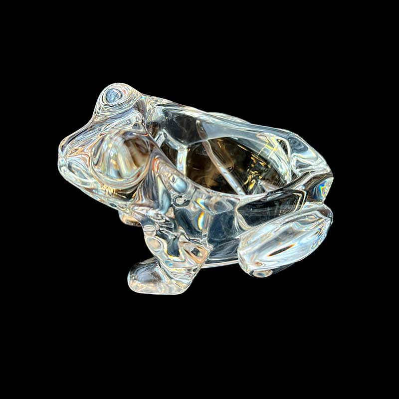 Beau cendrier en cristal/verre soufflé épais vintage années 60/ 80' en forme de grenouille