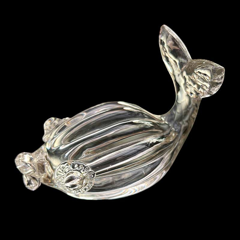 Petite sculpture baleine en cristal / verre soufflé épais vintage années 80' Petite sculpture baleine en cristal / verre soufflé épais vintage années 80'