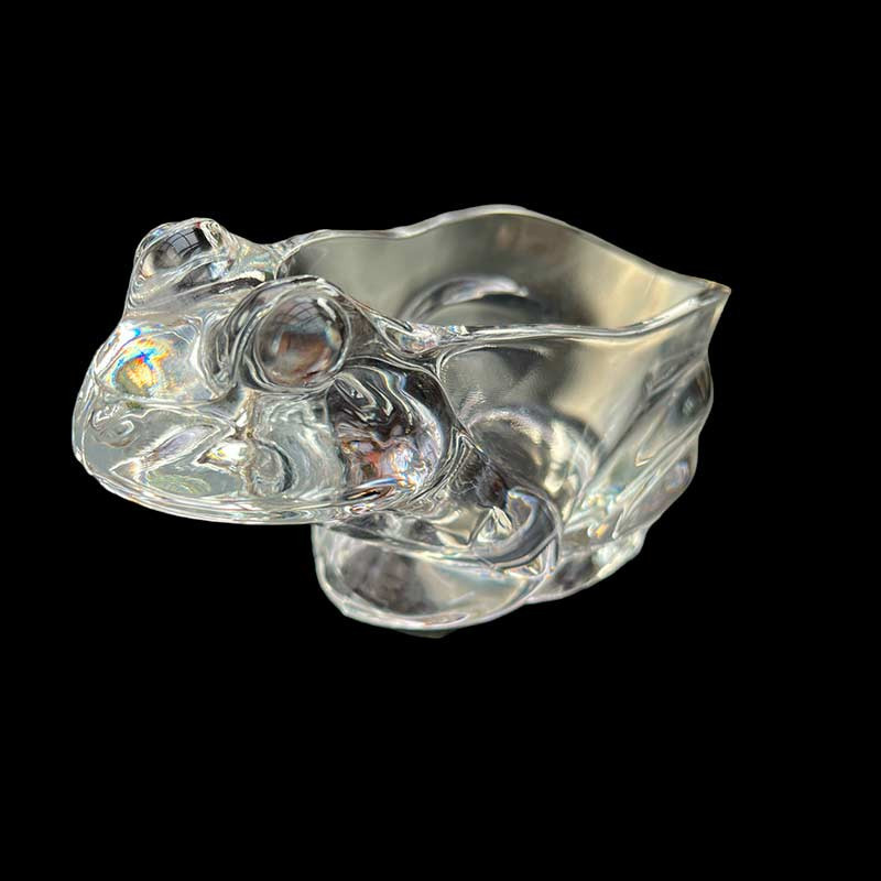 Beau cendrier en cristal / verre soufflé épais vintage années 60/70' en forme de grenouille Beau cendrier en cristal / verre soufflé épais vintage années 60/70' en forme de grenouille