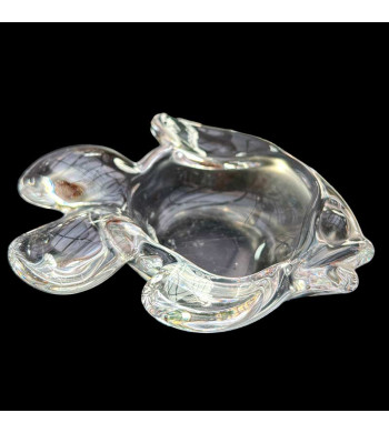 Beau cendrier en cristal / verre soufflé épais vintage...