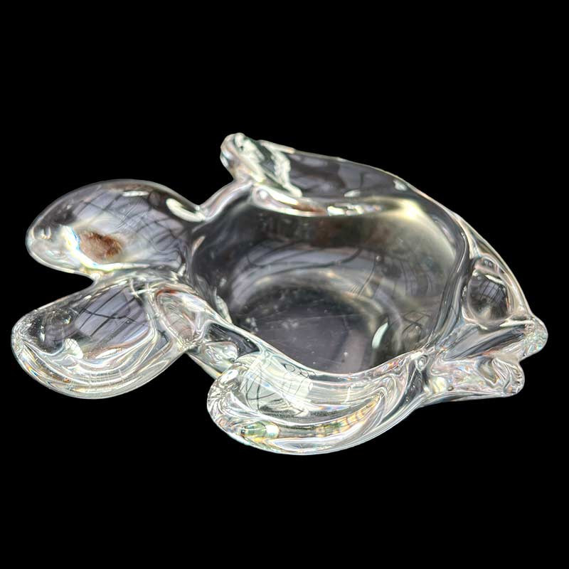 Beau cendrier en cristal / verre soufflé épais vintage années 60/80' en forme de poisson