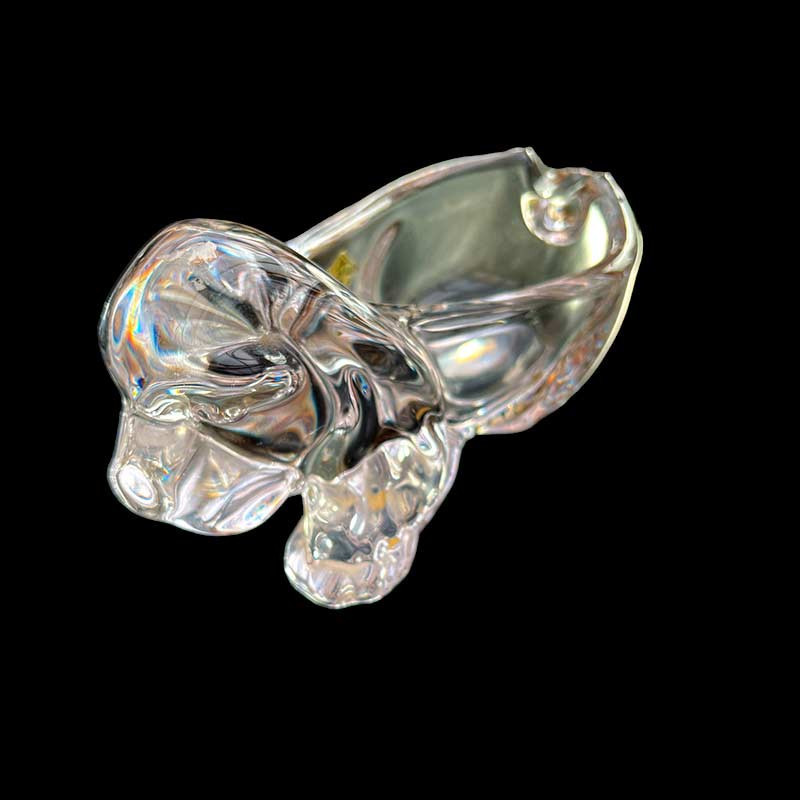 Beau cendrier en cristal / verre soufflé épais vintage années 60/80' en forme de chien Beau cendrier en cristal / verre soufflé épais vintage années 60/80' en forme de chien