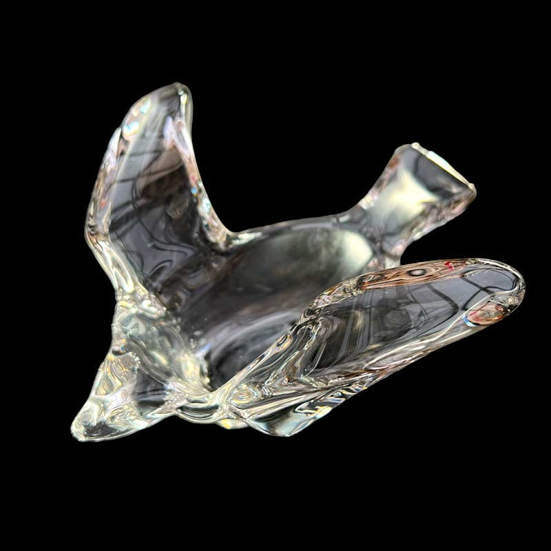 Beau cendrier en cristal / verre soufflé épais vintage années 60/80' en forme d'oiseau