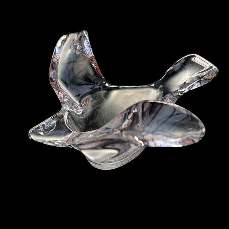 Beau cendrier en cristal / verre soufflé épais vintage années 60/80' en forme d'oiseau Beau cendrier en cristal / verre soufflé épais vintage années 60/80' en forme d'oiseau