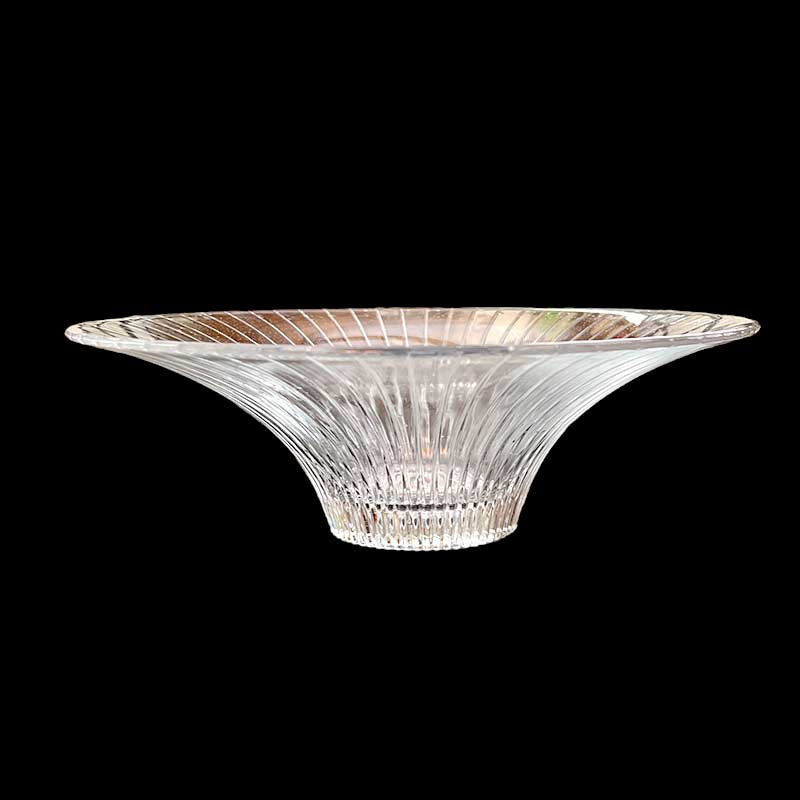 Coupe centre de table vintage verre transparent épais striée et rainurée sur toute sa surface vintage début des années 80'