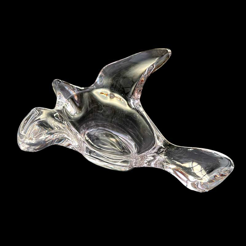 Beau cendrier en cristal / verre soufflé épais vintage années 60/80' en forme d'oiseau Beau cendrier en cristal / verre soufflé épais vintage années 60/80' en forme d'oiseau