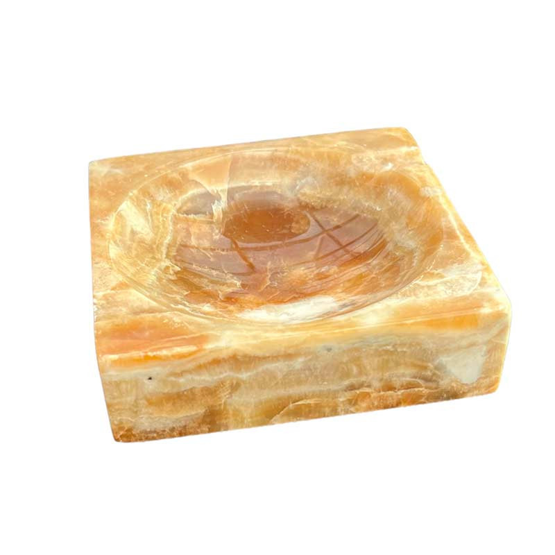 Beau cendrier carré en onyx miel vintage années 60/80' Beau cendrier carré en onyx miel vintage années 60/80'