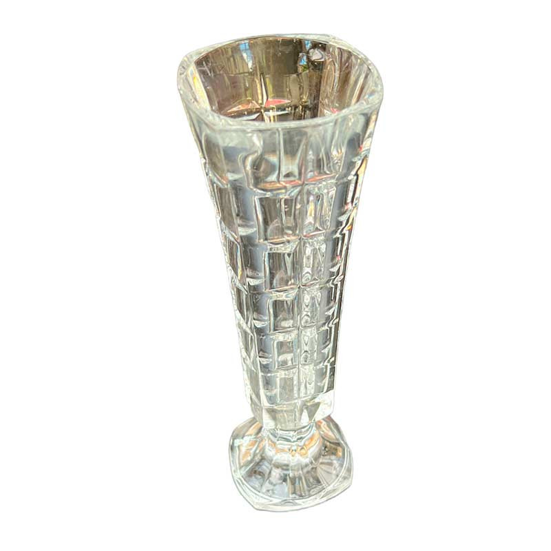 Moyen vase en verre soufflé épais / cristal, motifs carreaux, vintage années 50-60' Moyen vase en verre soufflé épais / cristal, motifs carreaux, vintage années 50-60'