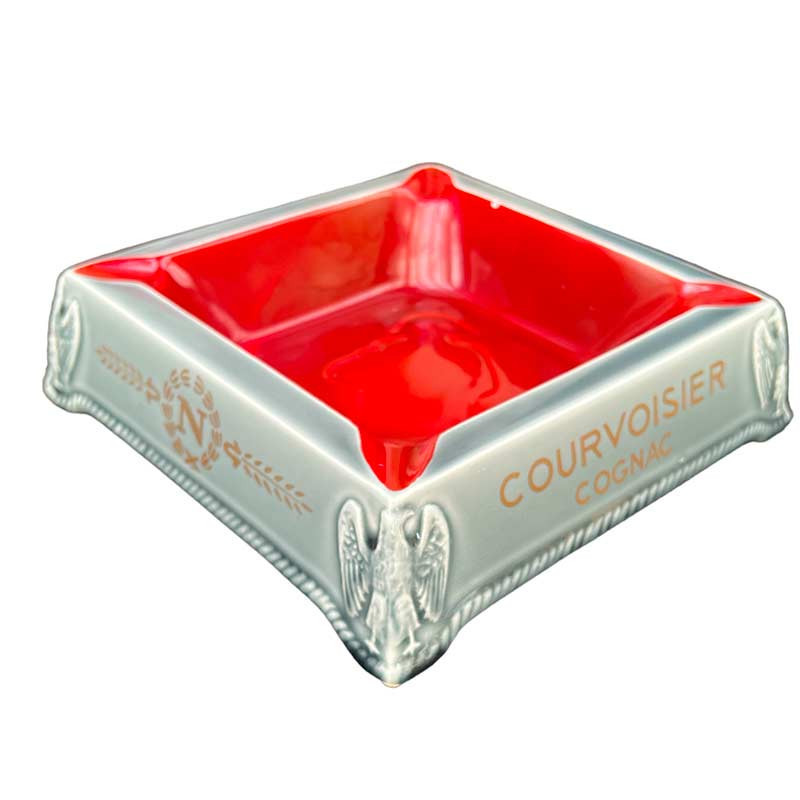 Grand cendrier carré gris et rouge vermillon COURVOISIER Cognac vintage années 70'