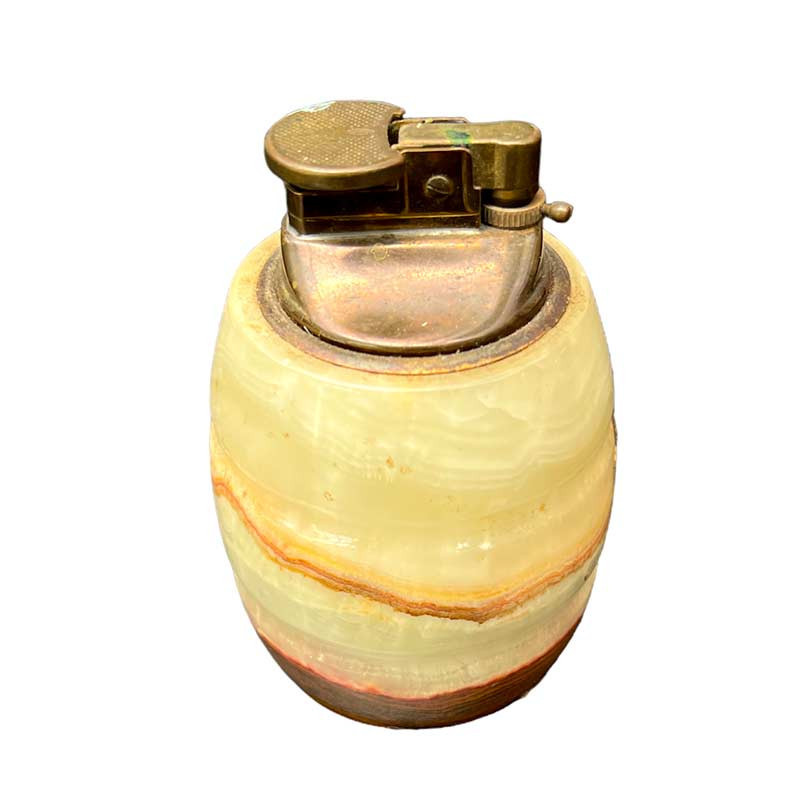 Beau briquet Albâtre / Agathe jaune oval vintage années 80' Beau briquet Albâtre / Agathe jaune oval vintage années 80'