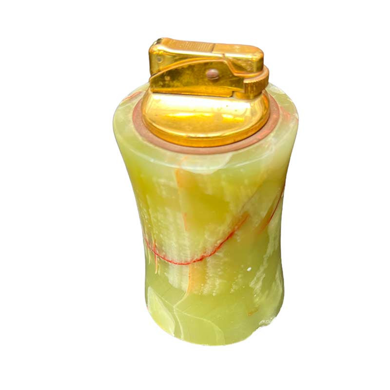 Beau briquet Albâtre / Agathe vert cylindrique vintage années 80' Beau briquet Albâtre / Agathe vert cylindrique vintage années 80'