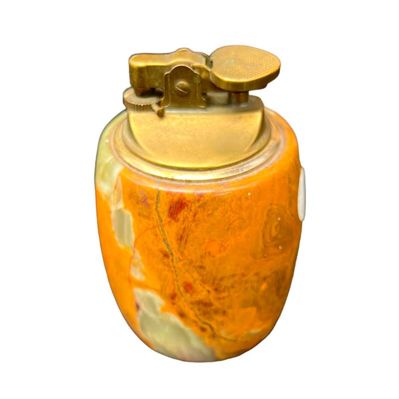 Beau briquet Albâtre / Agathe orange oval vintage années 80' Beau briquet Albâtre / Agathe orange oval vintage années 80'