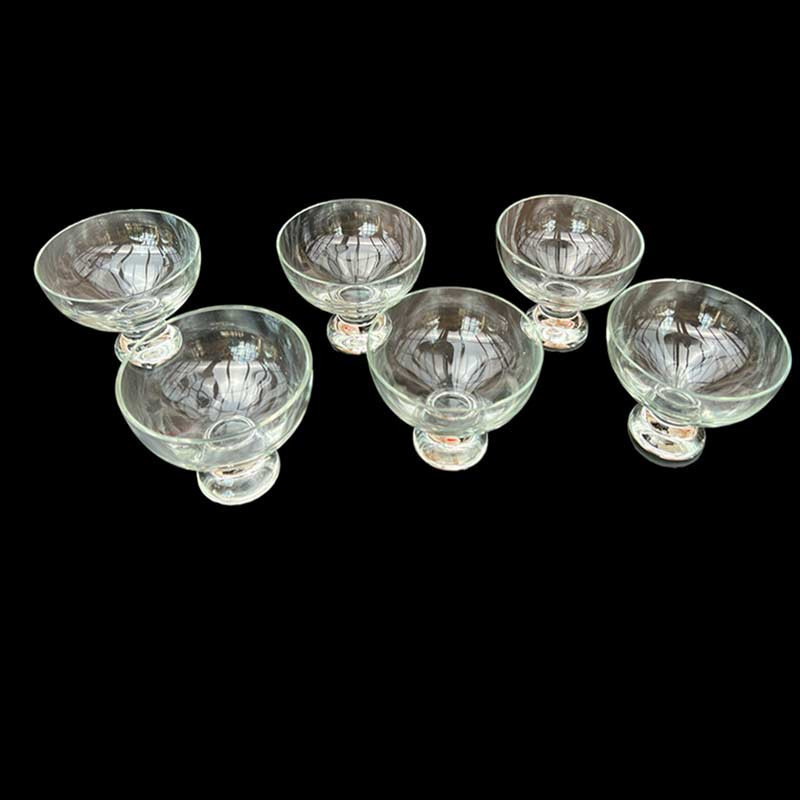Service de 6 coupes à glace cristal / verre épais vintage années 80'