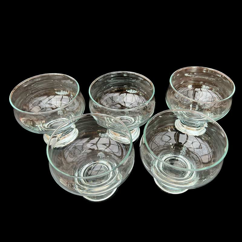 Service de 5 coupes à glace cristal / verre épais vintage années 80'
