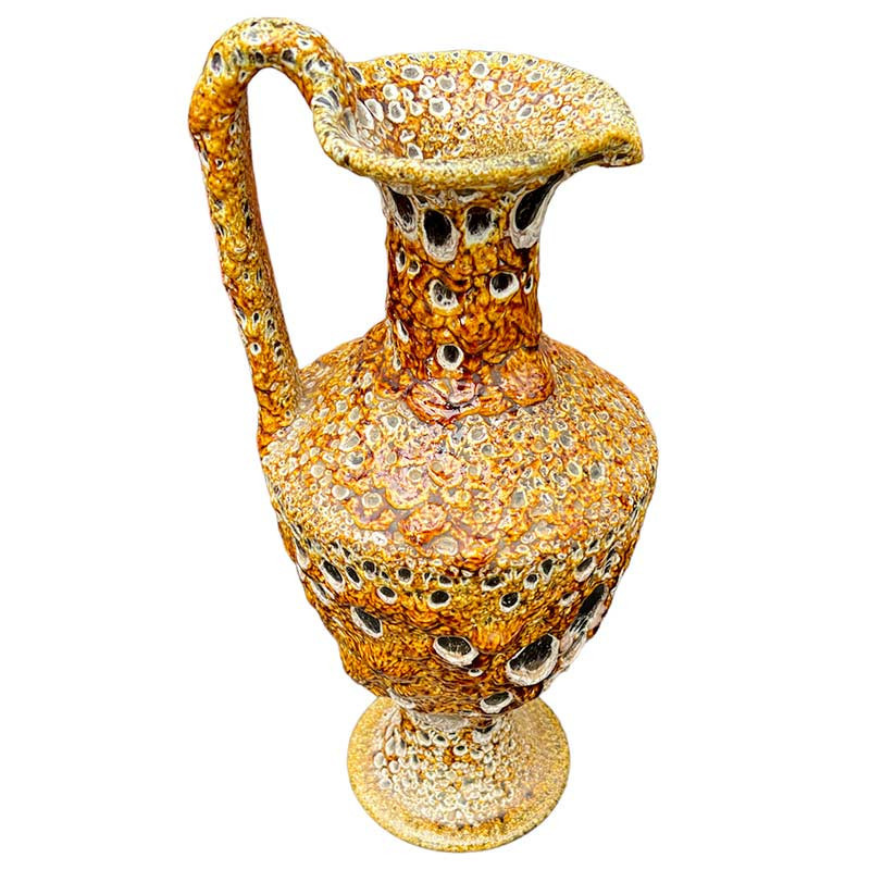 Grande amphore orange à trous Vallauris vintage années 70'