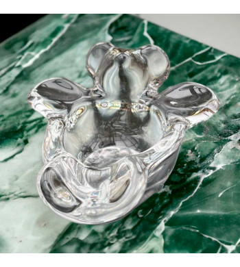 Adorable cendrier, porte-pipe, vide poche ourson en verre d'art au plomb clair. Production des années1960/1970.