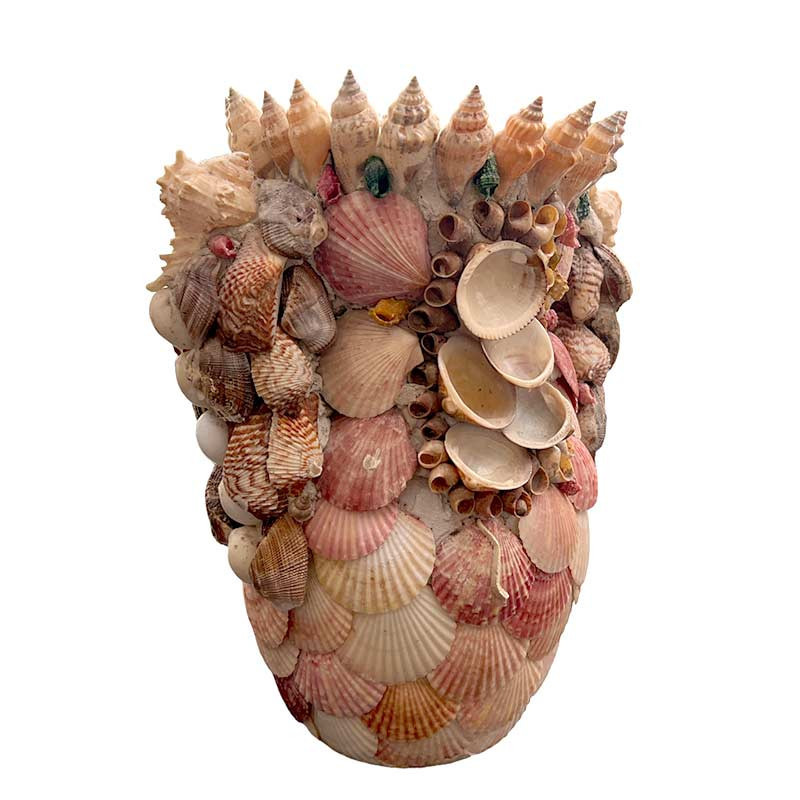 Important vase à décor de coquillages appliqués, vintage vraisemblablement des années 60' ou antérieures.
