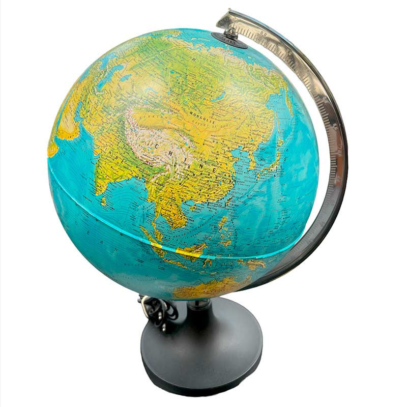 Globe terrestre lumineux socle Plexiglas fumé antérieur à la chute de l'URSS.