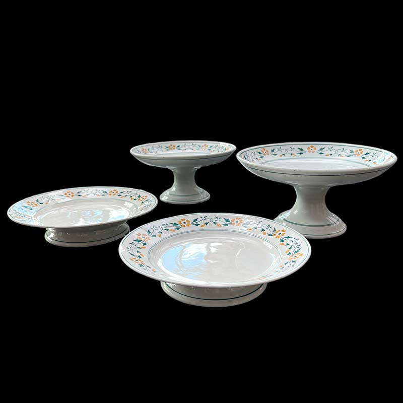 Série de 4 coupes en faïence à fruits et entremets à motif floraux années 30/40' de chez Keller et Guerin à Luneville