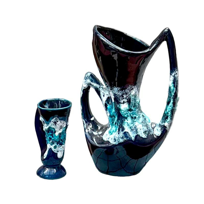 Couple de vases Vallauris "fat lava" bleu années 70' Couple de vases Vallauris "fat lava" bleu années 70'